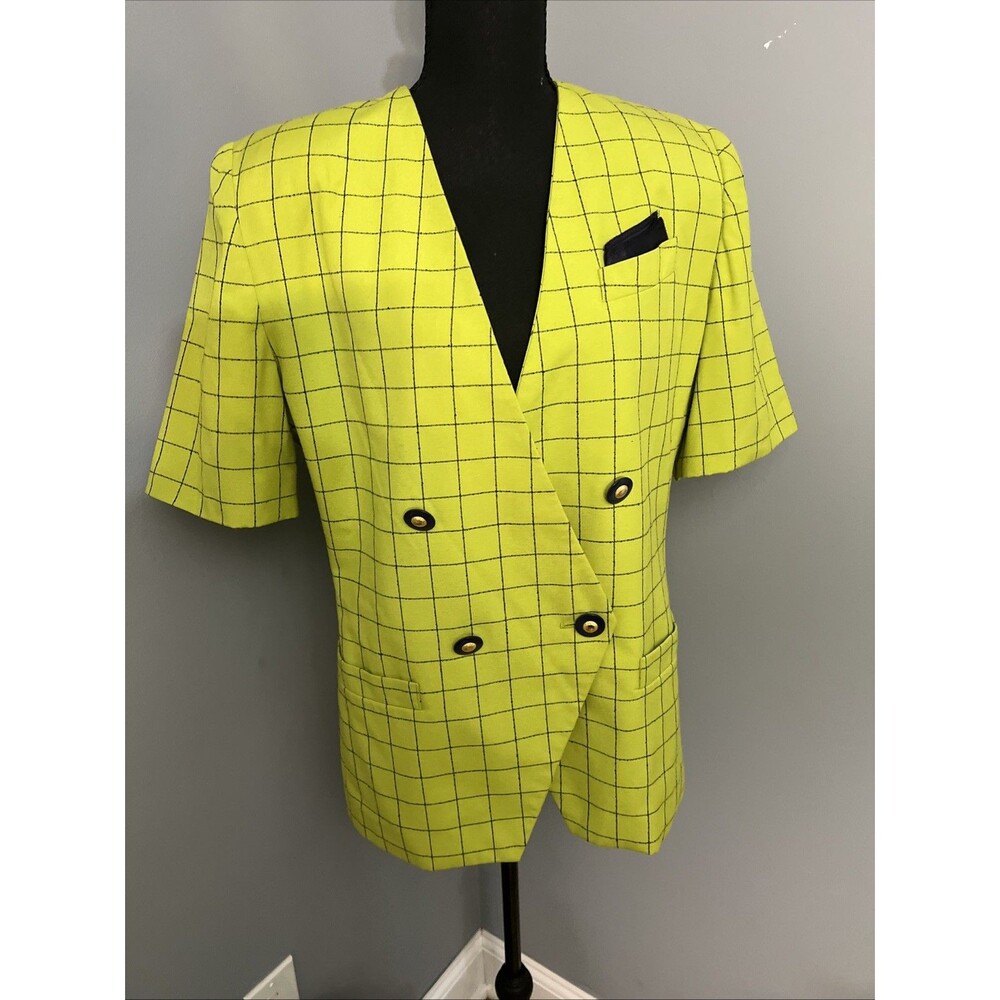 Sears︱Transform SR︱Lime Green and Black Print︱Blazer︱Jacket︱Large︱80's︱90's